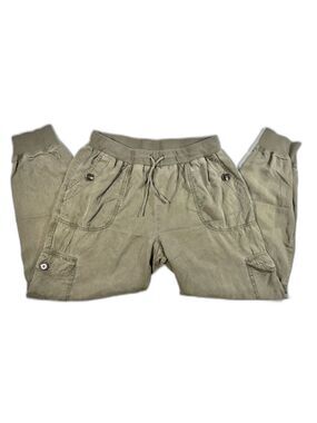 Knox Rose Olive Green High Waisted Drawstring Jogger Pants / Cargo Pants